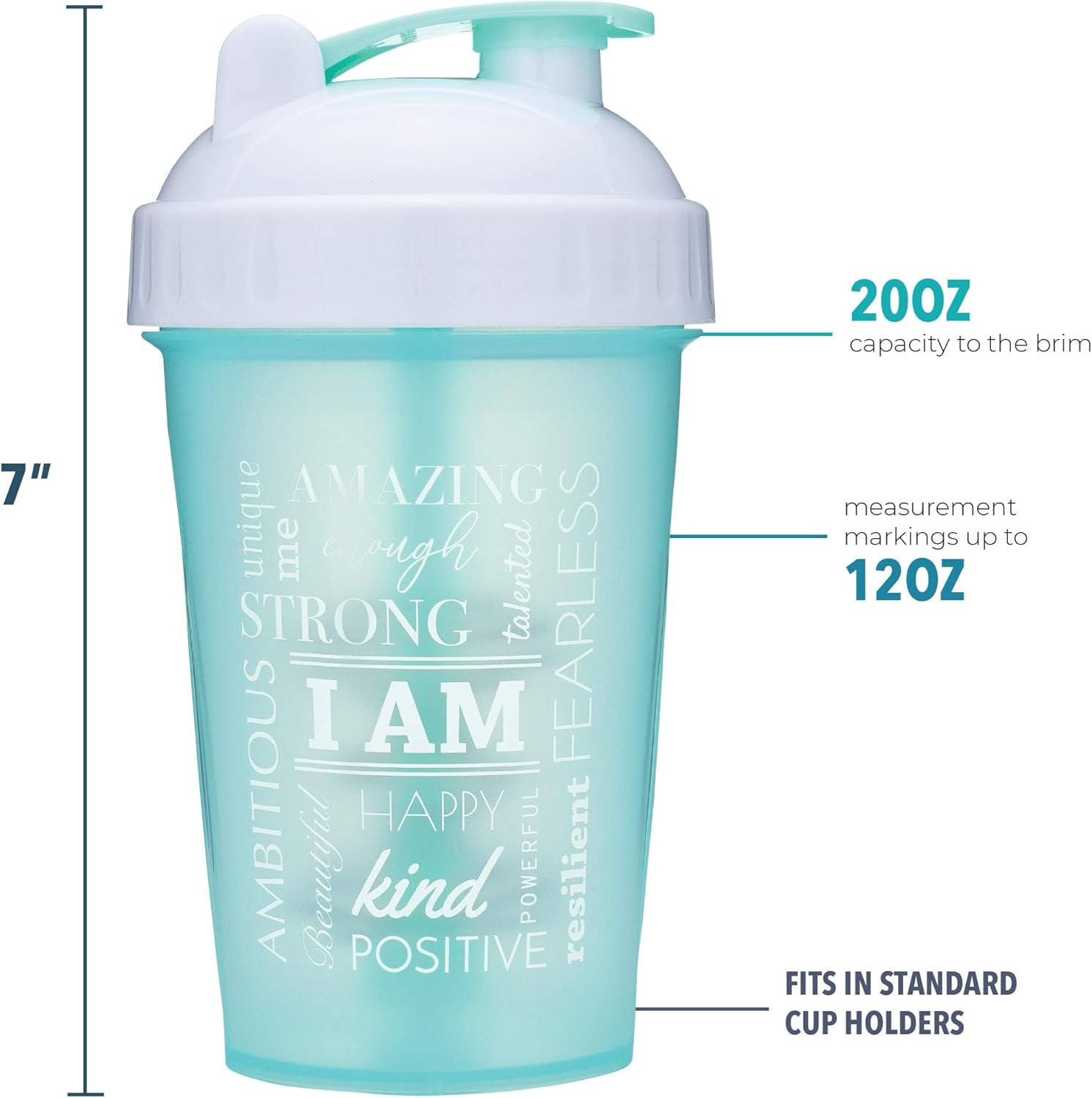 20-Ounce Shaker Bottle with Action-Rod Mixer | Shaker Cups with Motivational Quotes | Protein Shaker Bottle Is BPA Free and Dishwasher Safe | Make It Happen - Rose - 20Oz