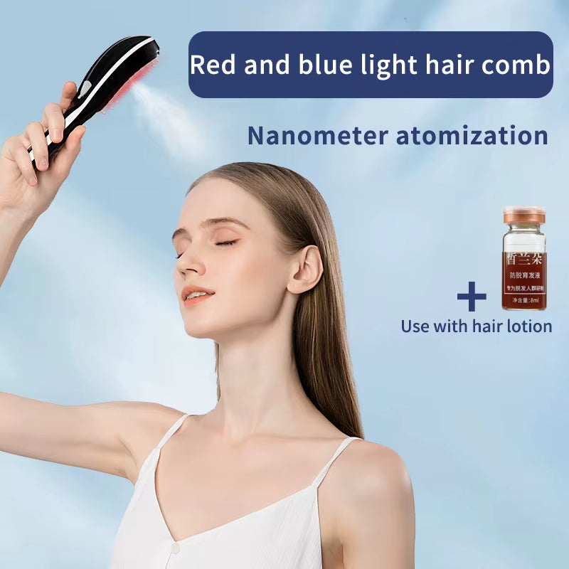 Electric Spray Massage Comb Hair Growth Vibration Head Massager Brush LED anti Hair Loss Scalp Liquid Medicine Atomizing Comb