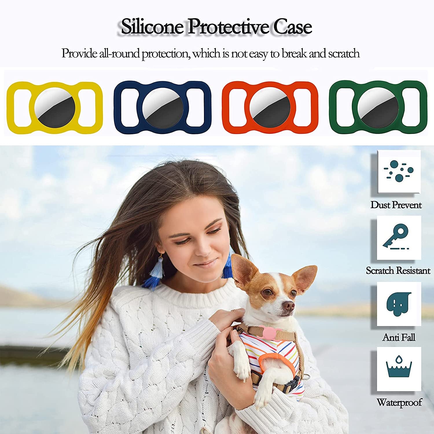 Protective Case Compatible for Airtag GPS Tracker, Fit for Dog Cat Collar Accessories Pet Loop Holder, Silicone Protective Case for Air Tag Lightweight Soft anti Scratch anti Lost(Pink 1Pack)