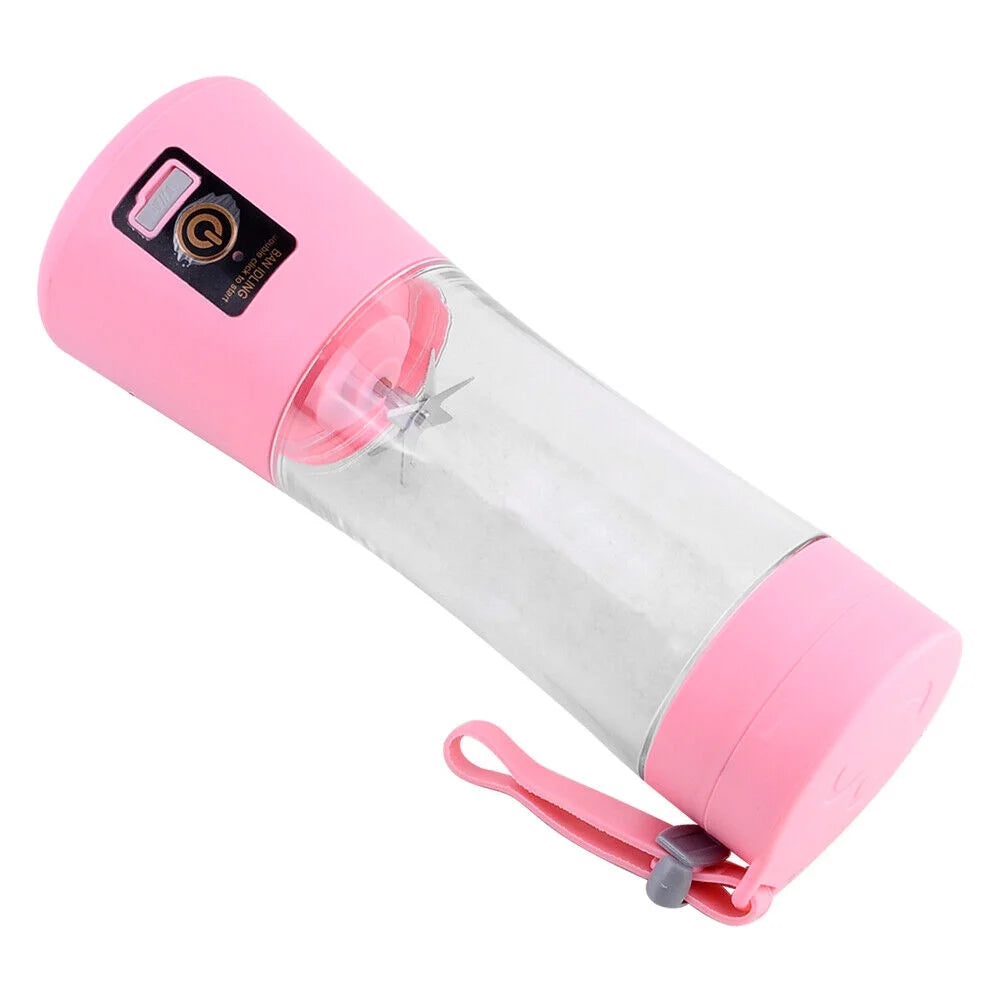 Portable Mini Juicer Cup, Personal Blender 6 Blades Mixer Fruit Machine for Smoothies Shakes, Pink, 380Ml